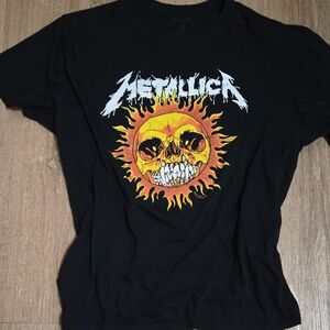 Black Tee with Skull and Sun Graphic